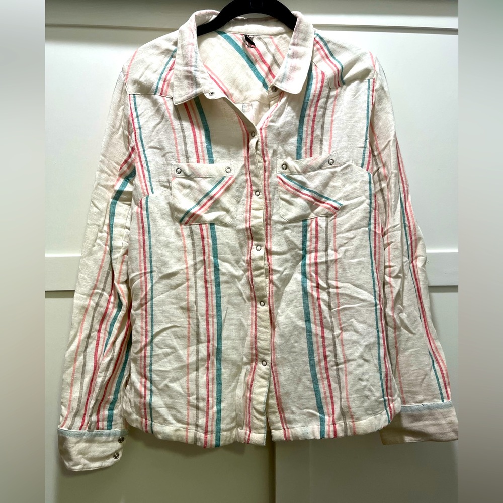 Iro gauzy cotton striped western style shirt in size small